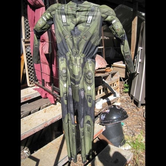 Kids Halo Disguise Padded Muscle Chief Body Suit Costume Infinite Green NoHelmet - Picture 6 of 11